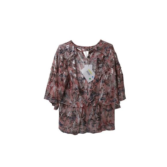 Iro Open-back Metallic Fil Coupé Chiffon Blouse in Pastel Pink Silk